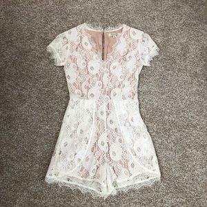 FRANCESCA’S Deana V-Neck Lace Romper
